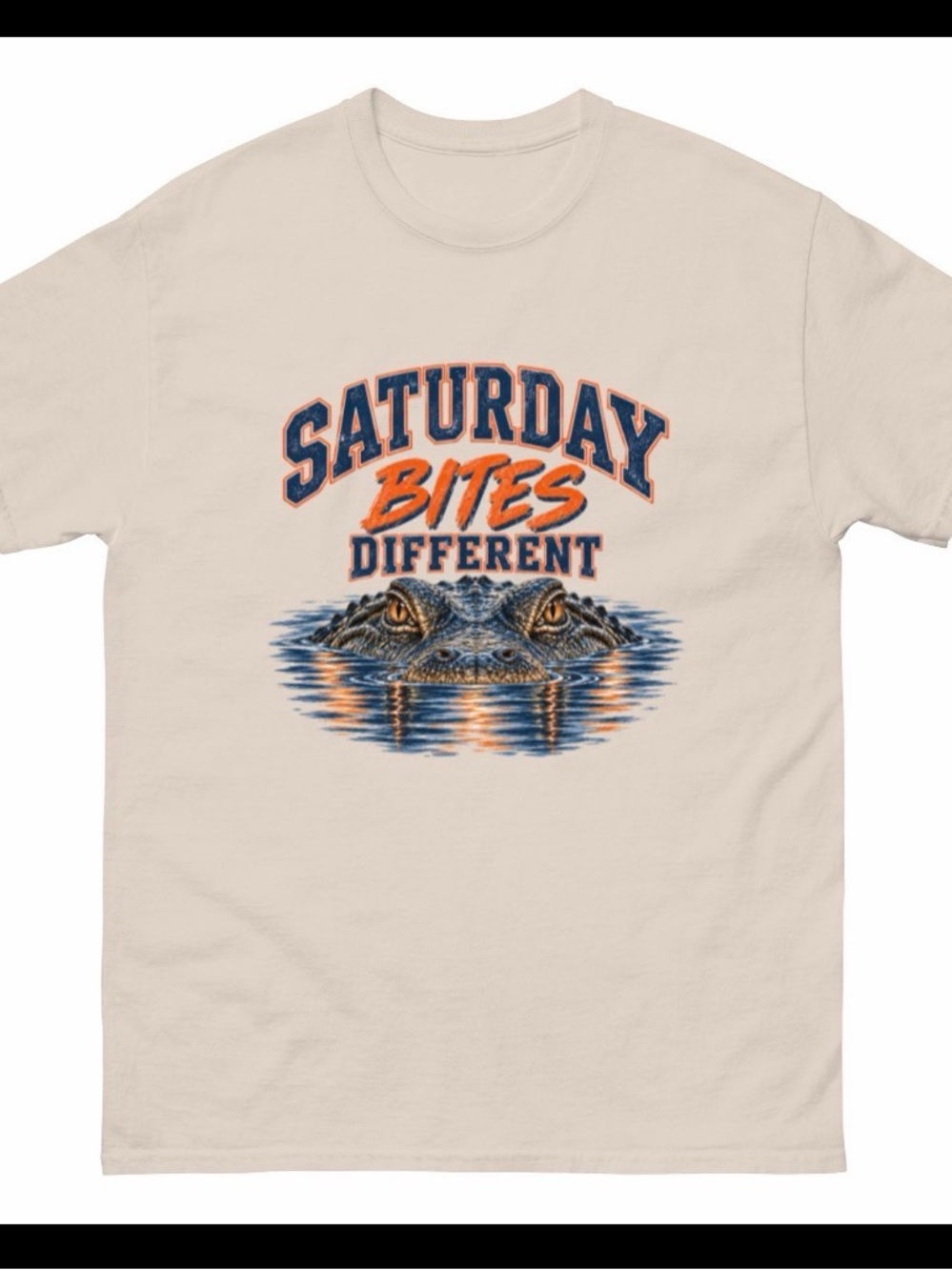 Florida Gator 🐊 Saturday Bites Different Graphic Tee - Cream with Orange & Blue